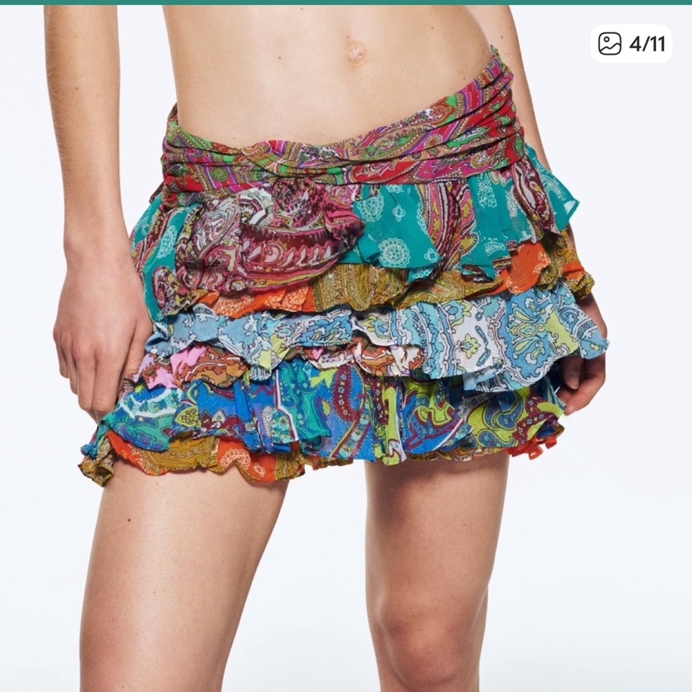 Zara Mini Ruffled Patchwork Skirt - image 1